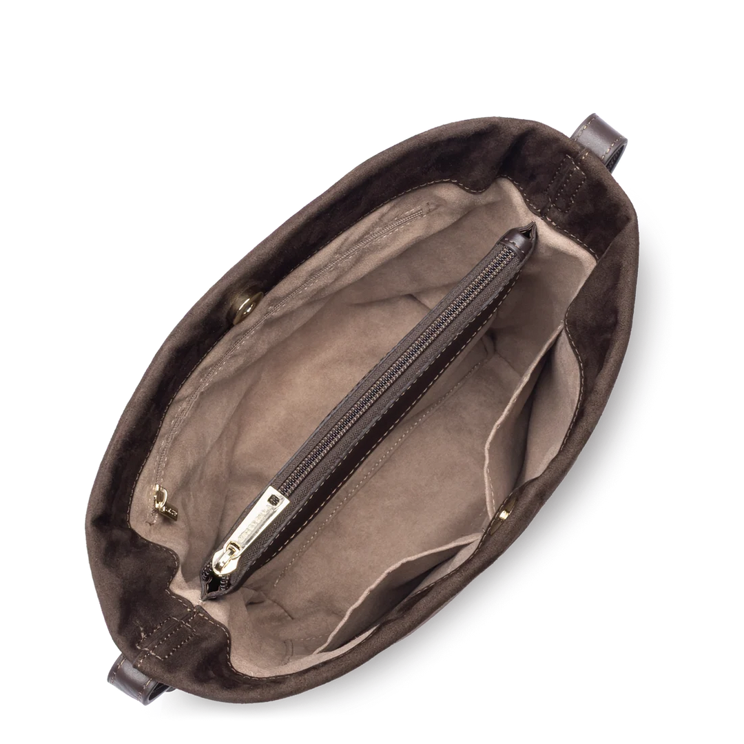 Sac seau Suede en velours marron Lancaster 530-56
