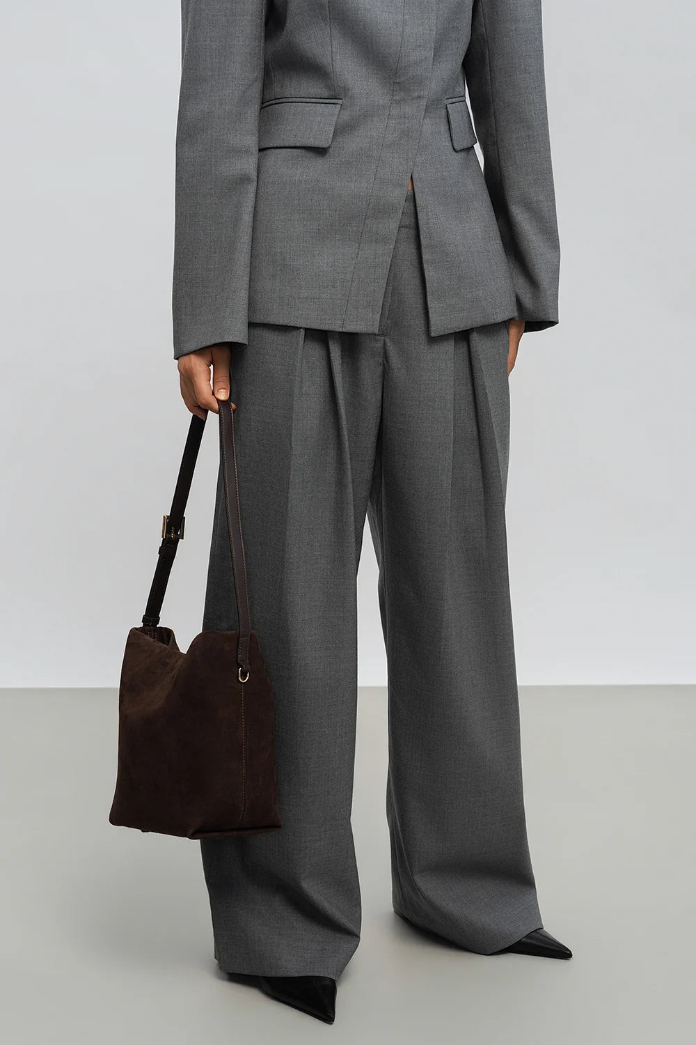 Sac seau Suede en velours marron Lancaster 530-56