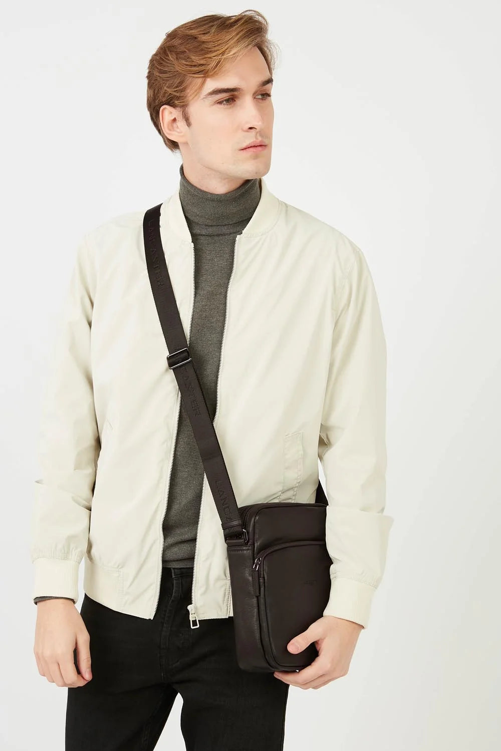 Sacoche en cuir marron Lancaster 320-12 pour hommes