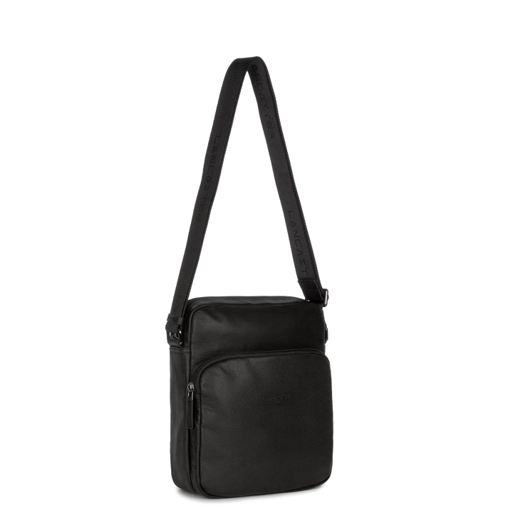 Sacoche en cuir noir Lancaster 320-12 pour hommes
