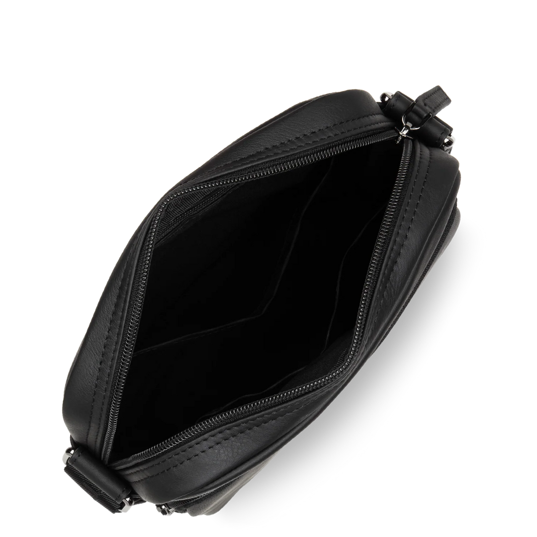 Sacoche en cuir noir Lancaster 320-12 pour hommes
