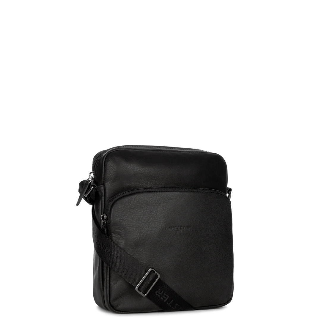 Sacoche en cuir noir Lancaster 320-12 pour hommes
