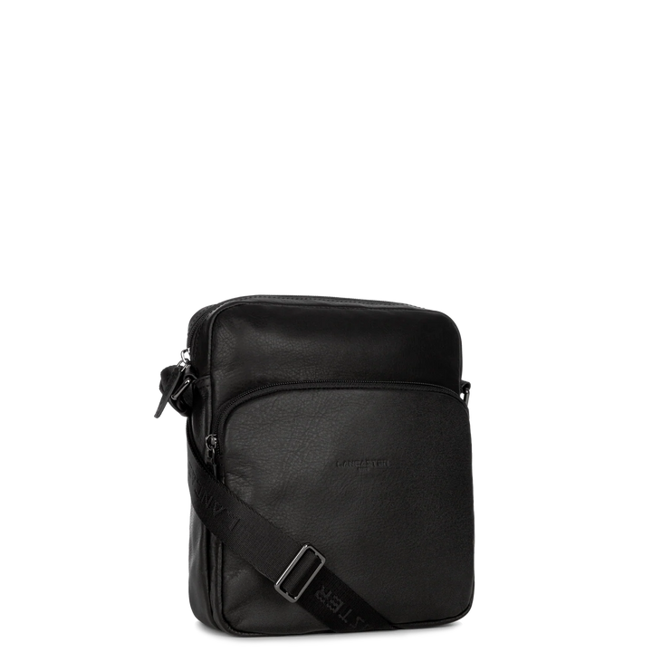 Sacoche en cuir noir Lancaster 320-12 pour hommes
