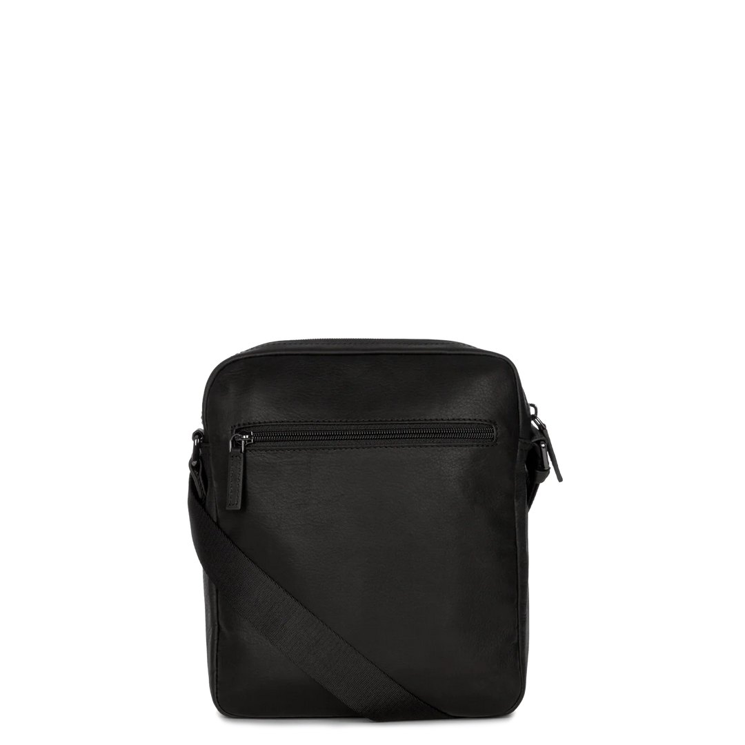 Sacoche en cuir noir Lancaster 320-12 pour hommes

