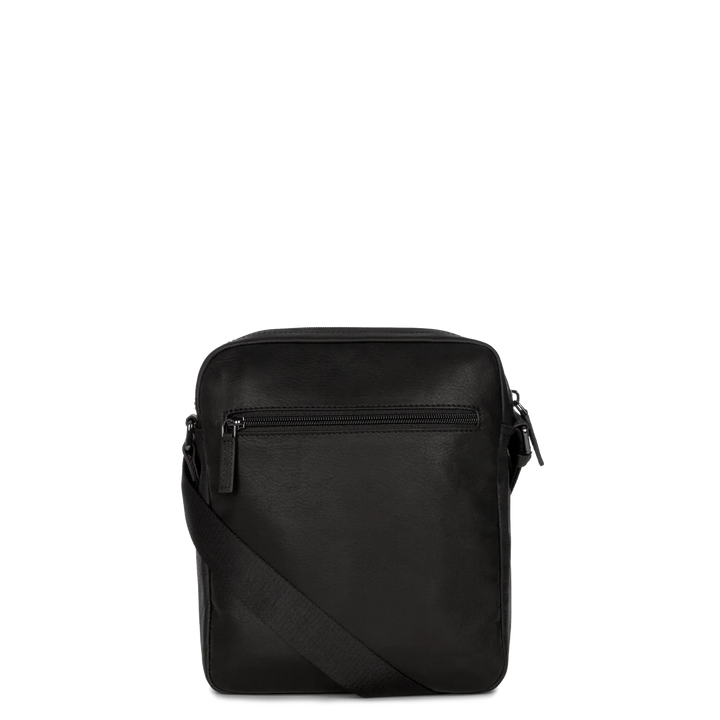 Sacoche en cuir noir Lancaster 320-12 pour hommes
